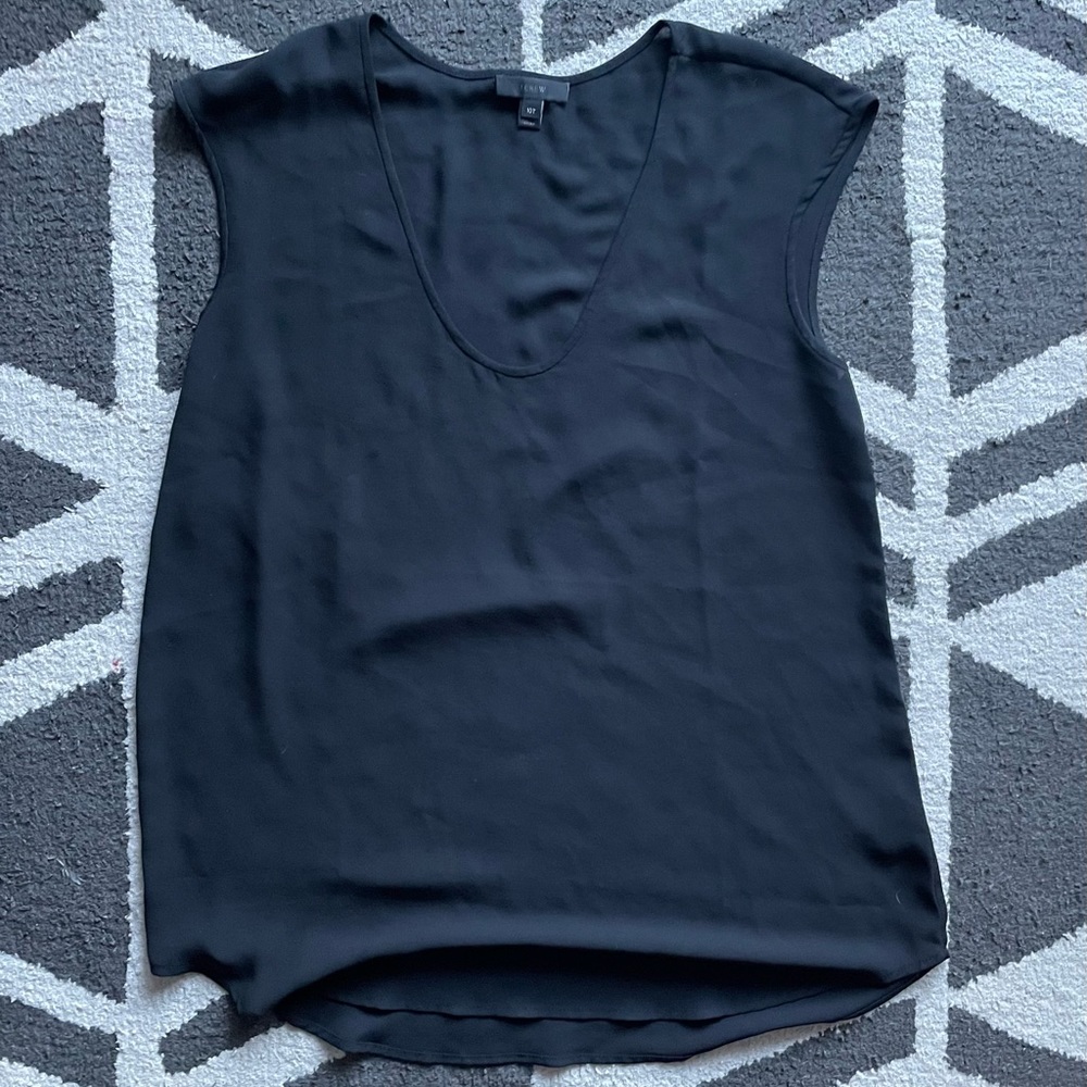J. Crew (10 Tall) Chiffon Blouse - Black
